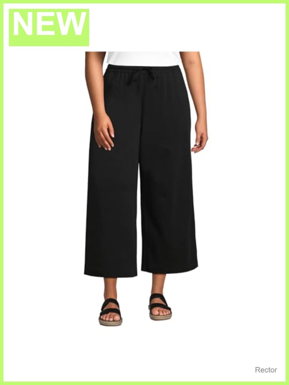 Lands' End Women's Sport Knit Pull On Drawstring Wide Leg Crop Pants